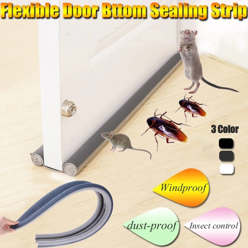 Flexible Door Bottom Sealing Strip Sound Proof Noise Reduction Guard Wind Dust