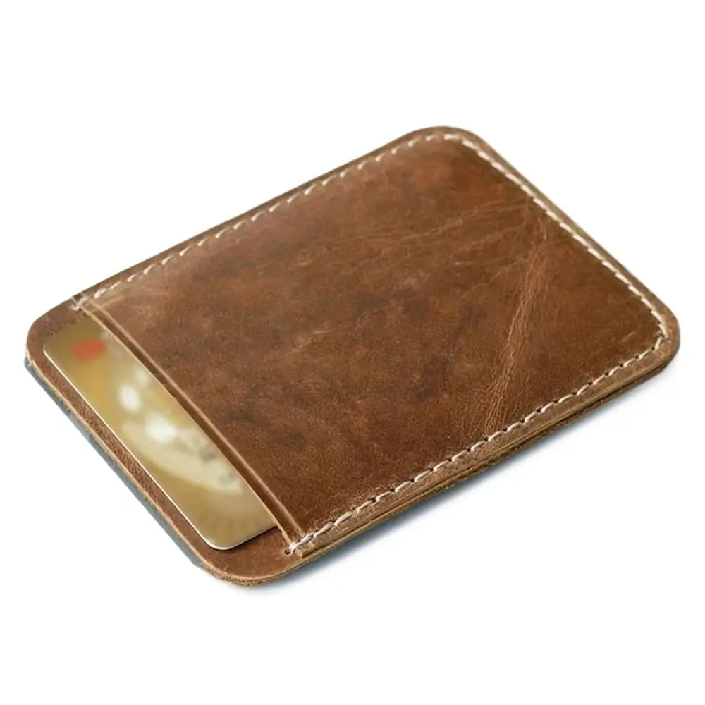 2024 Leather Genuine Leather Money Clip Slim Bills Thin Mini Wallet Metal Cash Clamp Men Credit Card Slot Man