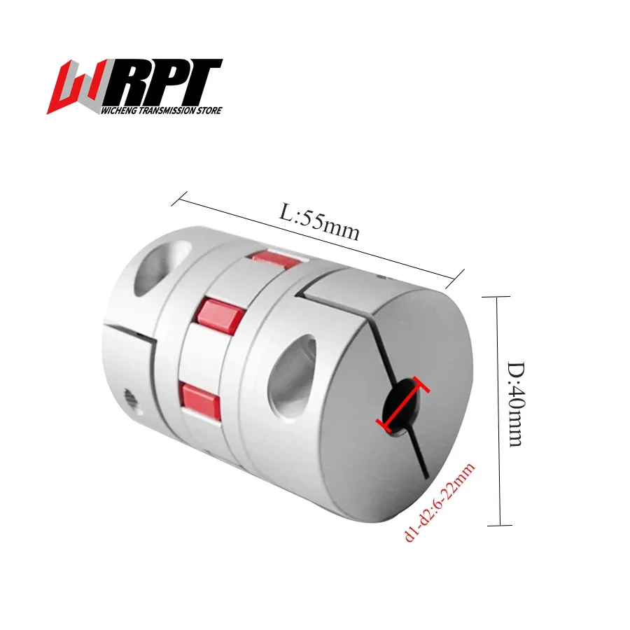 Plum Blossom Coupling Star Screw Encoder Elastic High Torque Coupling Servo Motor Aluminum Coupling XB-40X55