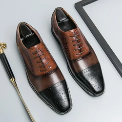 Men Two Tone Lace-up Front Oxford Shoes, Business Dress Shoes