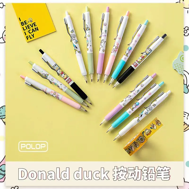 48PCS Disney Donald Duck gel pen students use press signature pen cartoon cute water-based pen office account pen black ink