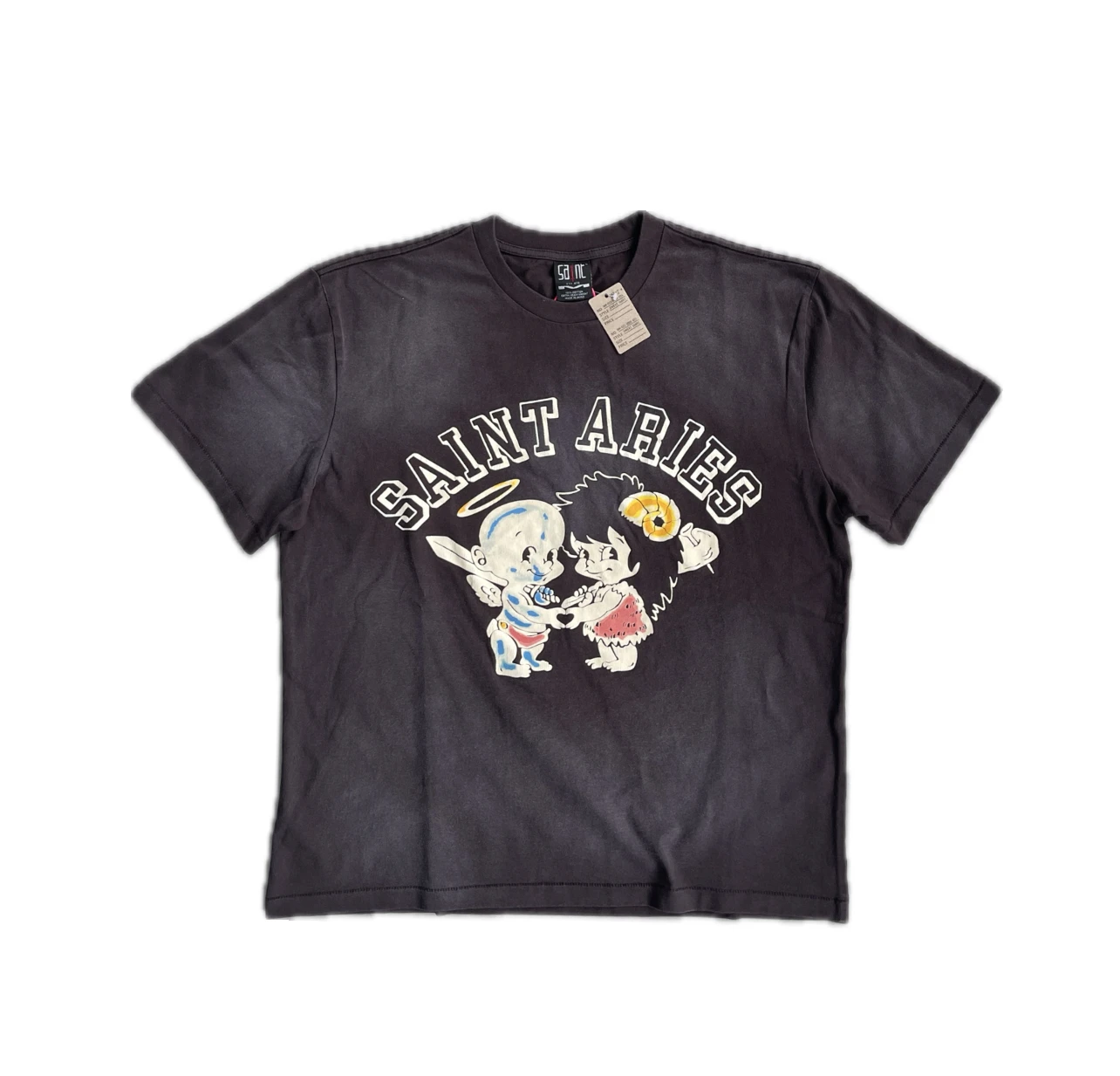 

Рубашка с короткими рукавами Saint Vintage Clothing Washing Aging с героями мультфильмов