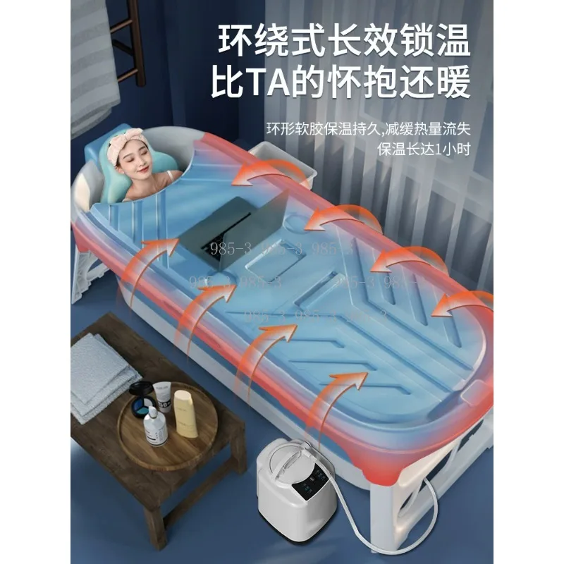 Foldable Adult Bathtub Thickened Large Size, Full Body Sweat Spa Tub Sit & Lie Household Bath Bucket