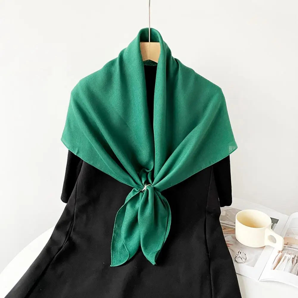 Faux Silk Scarf Solid Color Square Shawl Thin Women Shawl Beach Long Scarf Wrap Daily Wear Faux Silk Scarves Bag Decoration