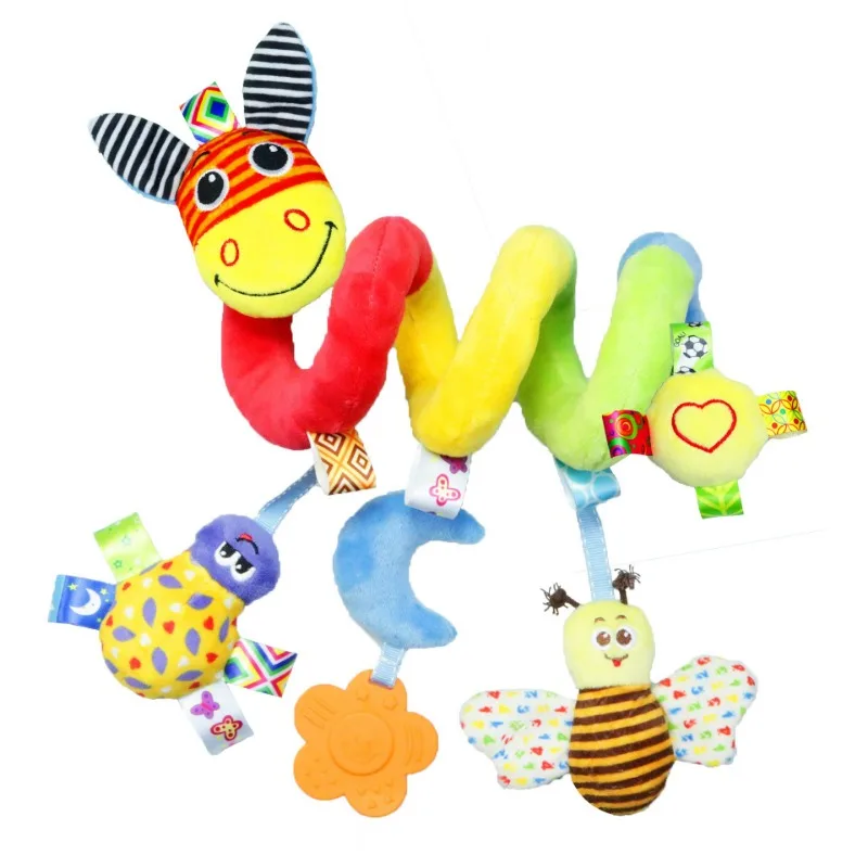 Kinderwagenaccessoires Cartoon Insect Knuffel met rinkelend papier Pluche Comfort Nachtkastje Hanger Pluche Decoratie Kinderwagen