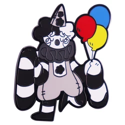 Sad Black and White Clown Colorful balloons Enamel Pin