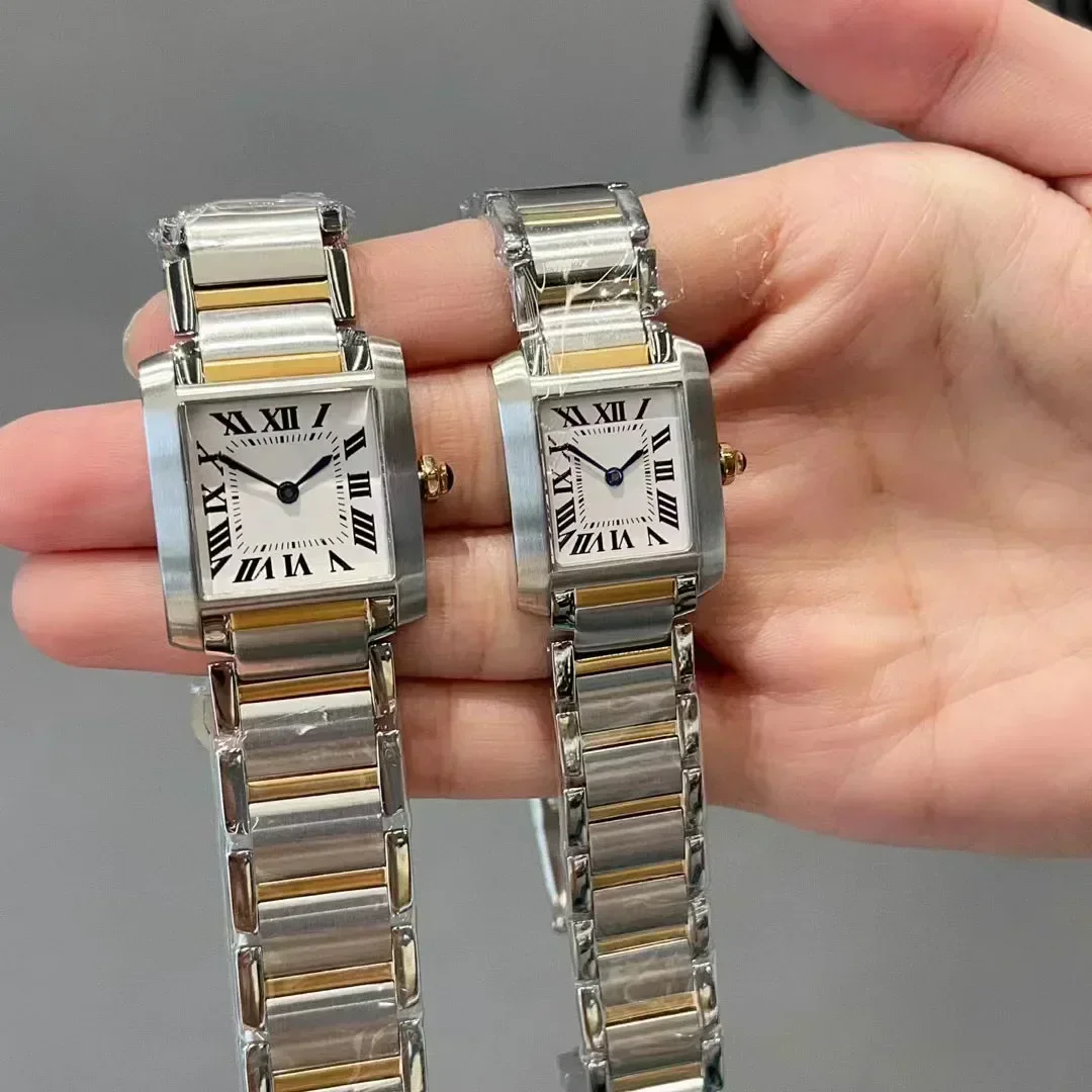 Super quality Women Watch Elegant Quartz Waterproof Yellow Gold Diamonds Square 316L Stainless Steel Sapphire Lady Watches