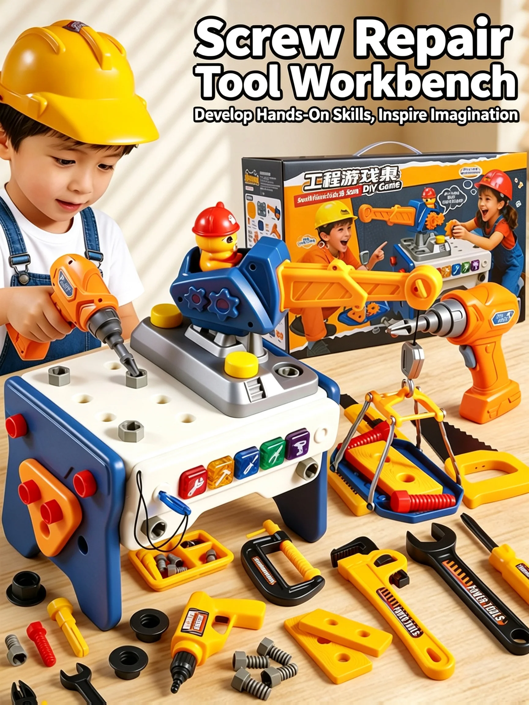 子供用電動ドリル修理ツールボックスセット-シミュレーションdiy組み立て分解教育stem玩具-男の子への誕生日プレゼント