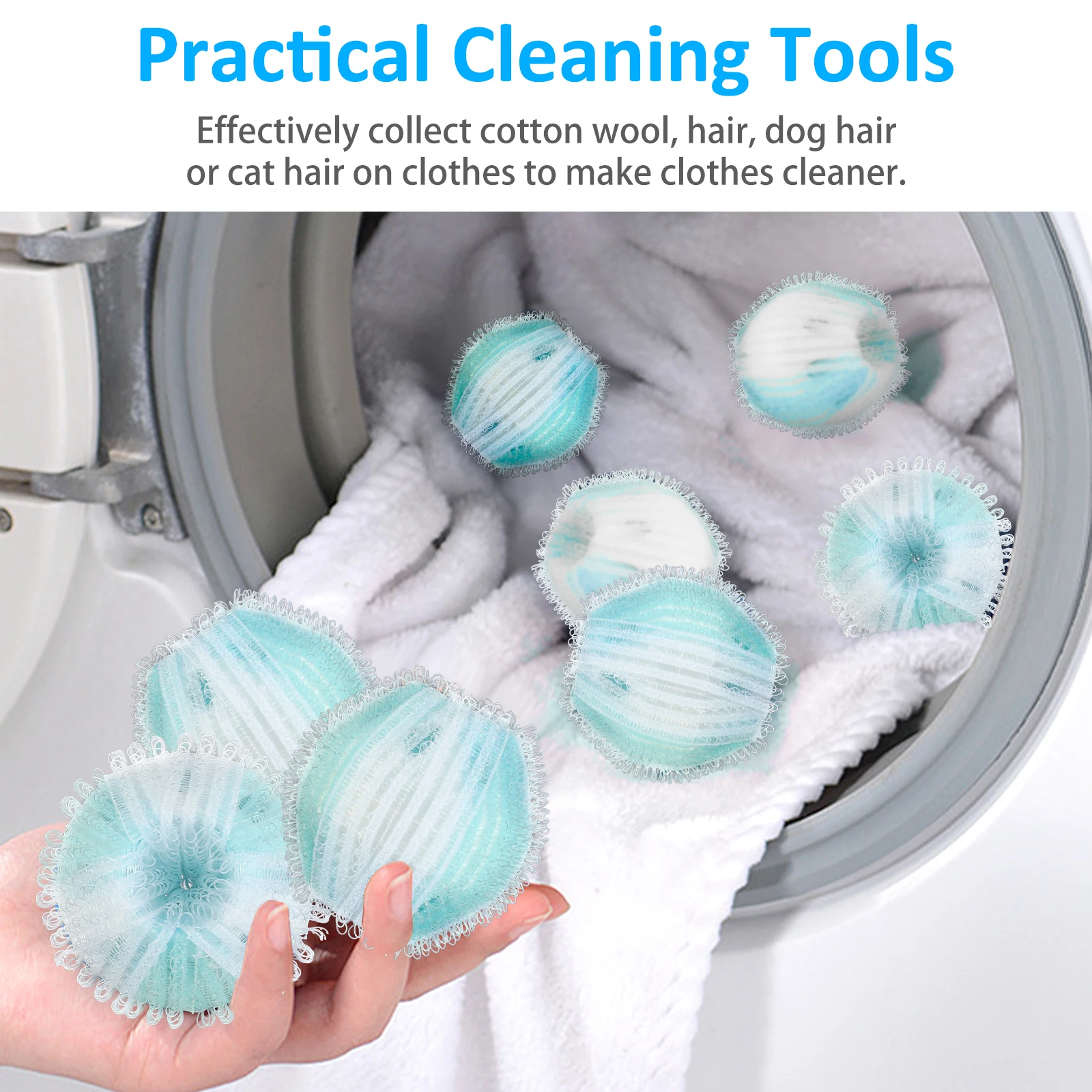 12/16pcs Pet Hair Removal Washing Machine Balls,Reusable & Durable Lint Catcher,Keeps Clothes & Bedding Fur-Free, Essential