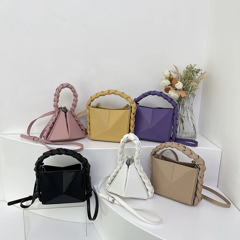 PU Unique Design Square Shoulder Bags Solid Triangle High Quality Hand Bags for Women 2024 Fashion Versatile Designer New Style