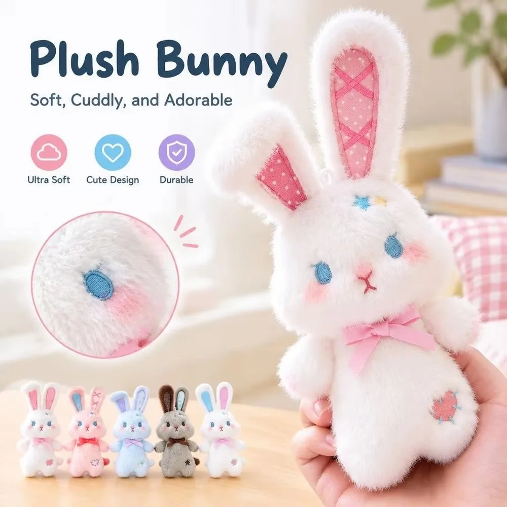 Miniature Size Soft Rabbit Pendant Colorful Premium Cotton Rabbit Keychain Multi Colors Soft Bunny Keyring Birthday Gift