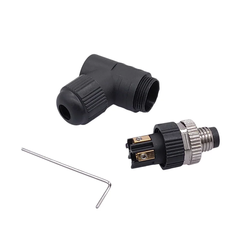 M8 3Pin 4Pin Sensor Connector Metal A Code Screw Connection Straight Waterproof Bend Angle Connector