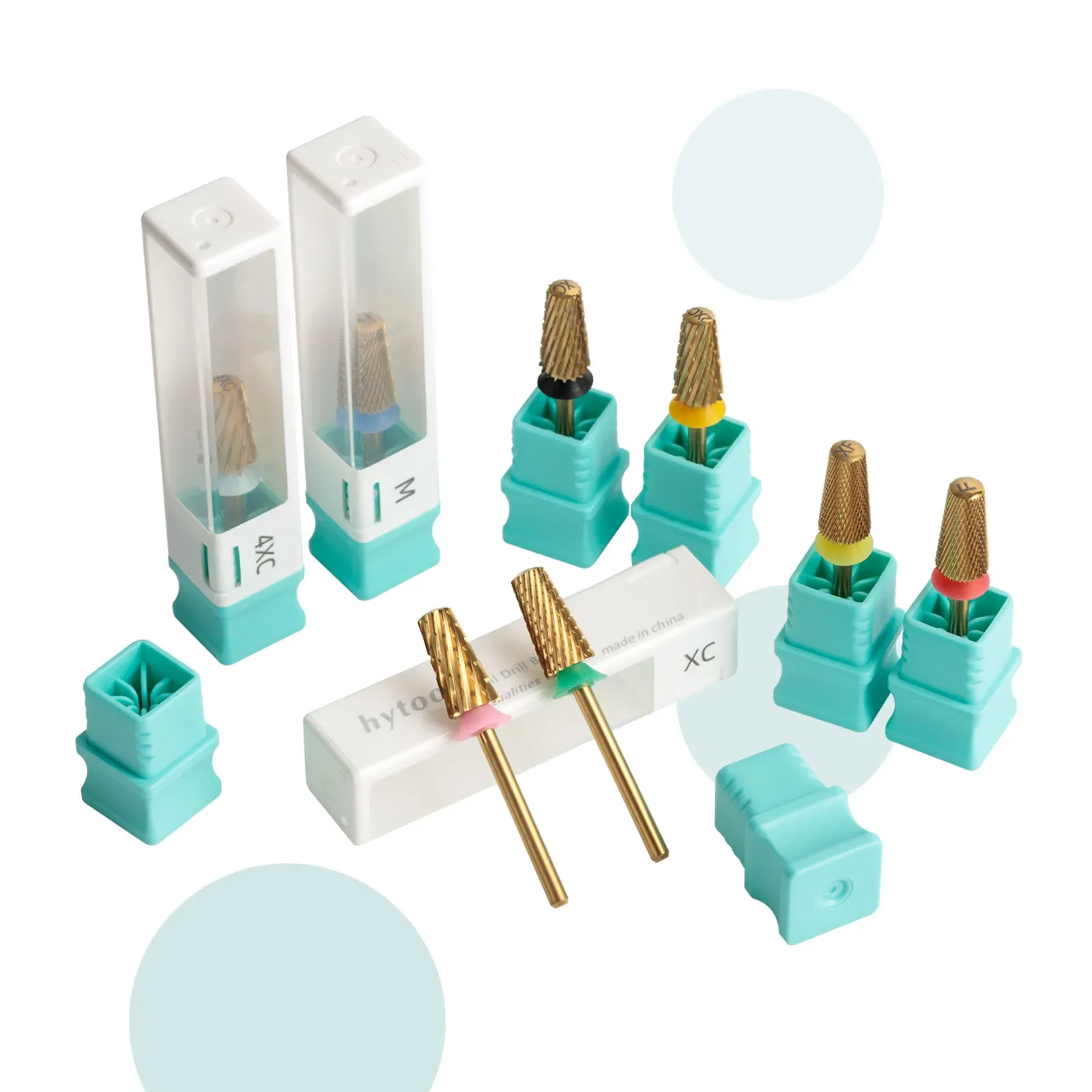 HYTOOS Brocas cónicas de seguridad de titanio para uñas, broca superior lisa de carburo 3/32, accesorios para taladros de Gel, herramienta de manicura