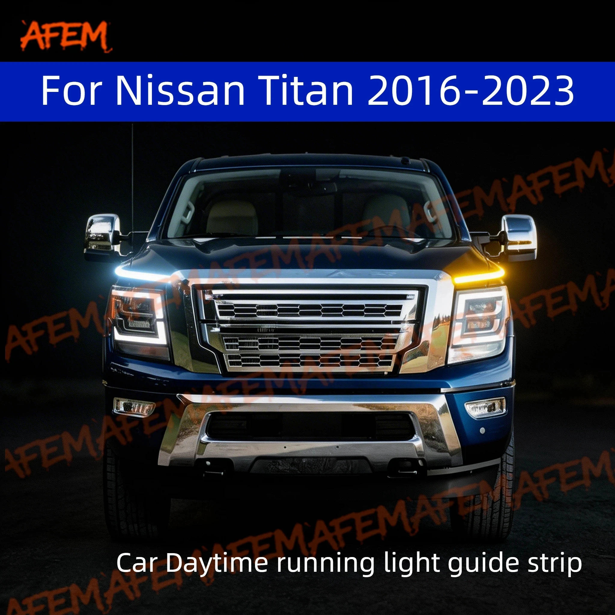 Car DRL Daytime Running Light Start Scan Style Sequential Flowing Turn Signal Light Ultra-Thin LED For Nissan Titan 2016-2023