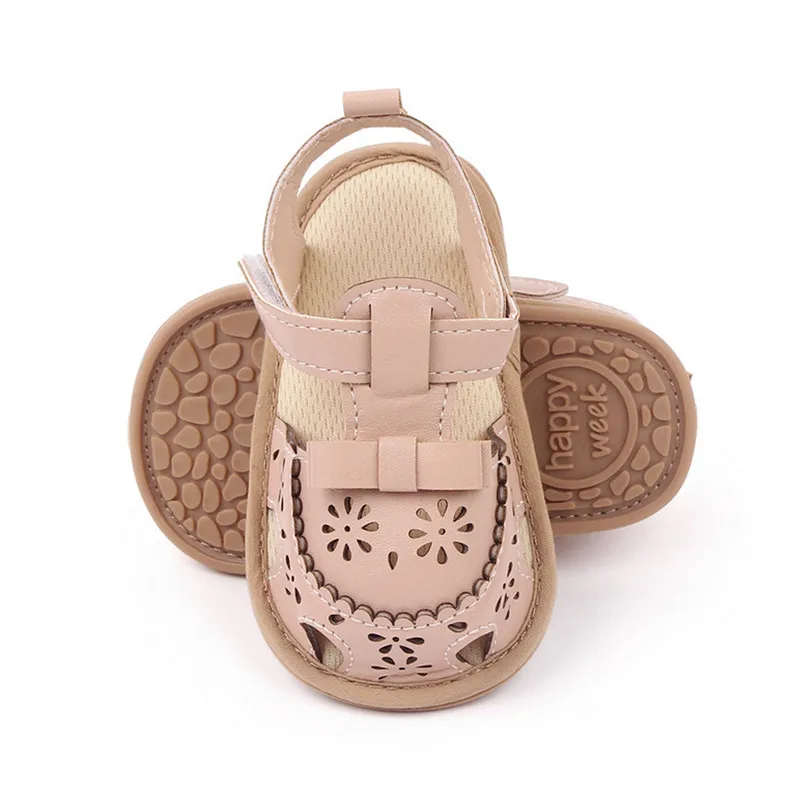 Baby Girls Boys Sandal, PU Leather Flexible Non-slip Hollowed Summer Flat Shoes for Casual Daily