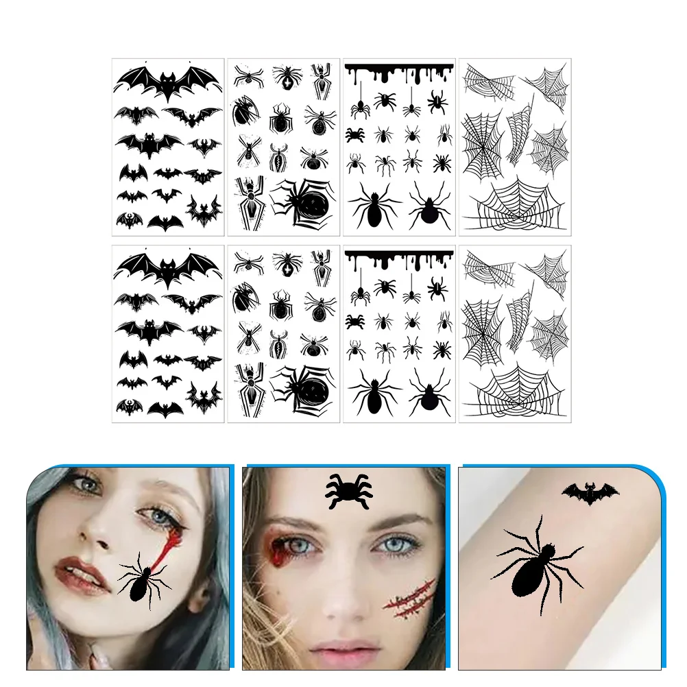 

8 Sheets Halloween Tattoo Stickers Waterproof Tattoos Temporary Personalized Women Face