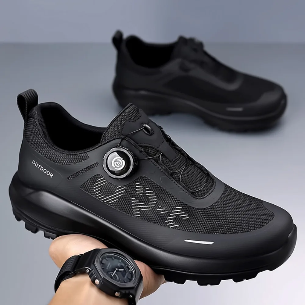 Men's Shoes New Rotating Button Men's Casual Black Commuter Shoes Platform Non-Slip Outdoor Sports Men