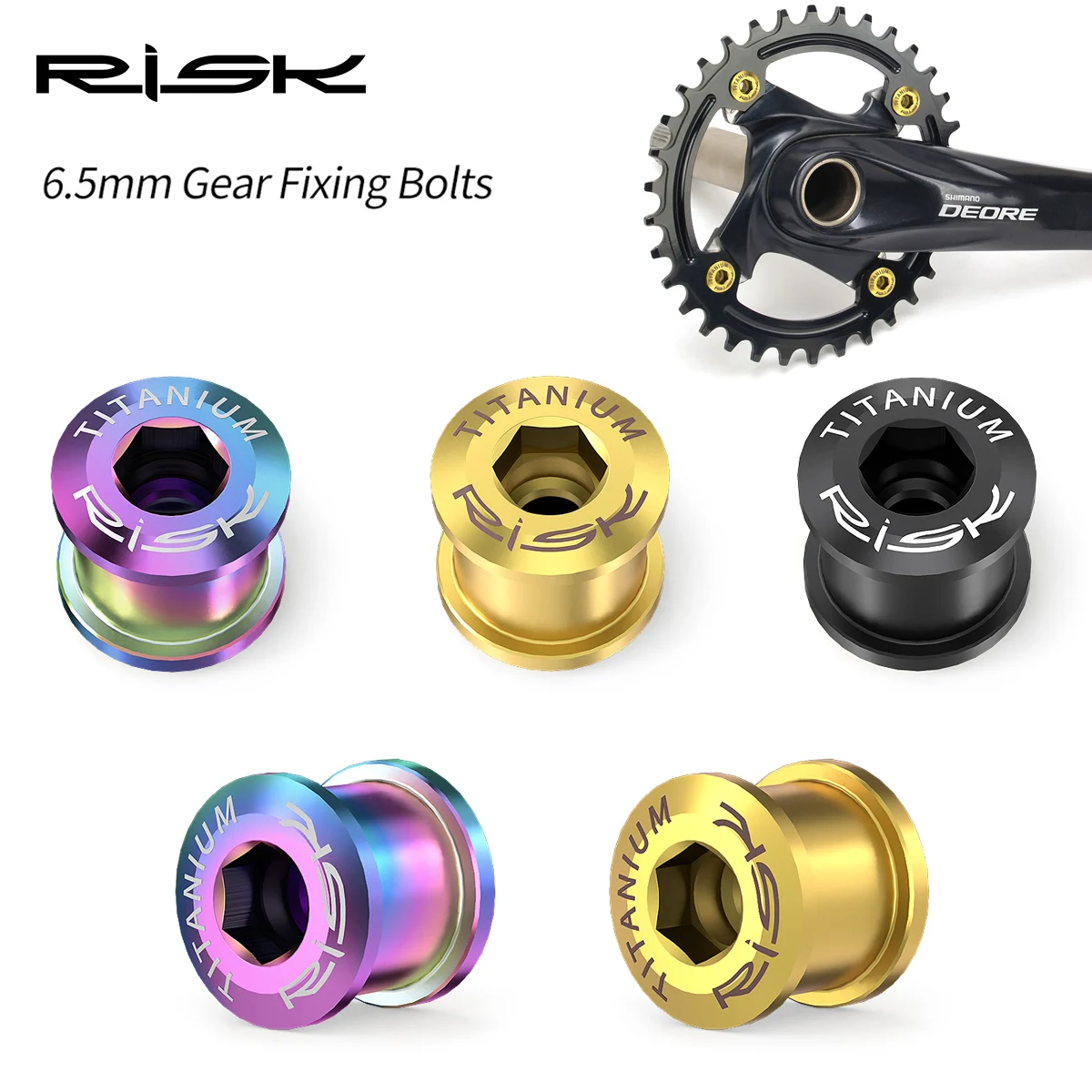 

Risk 6.5mm Chainwheel Screw Titanium Alloy Chainring Bolts Bicycle Chain Wheel Lock Screw Gear Fixing Bolts for XT Accessories