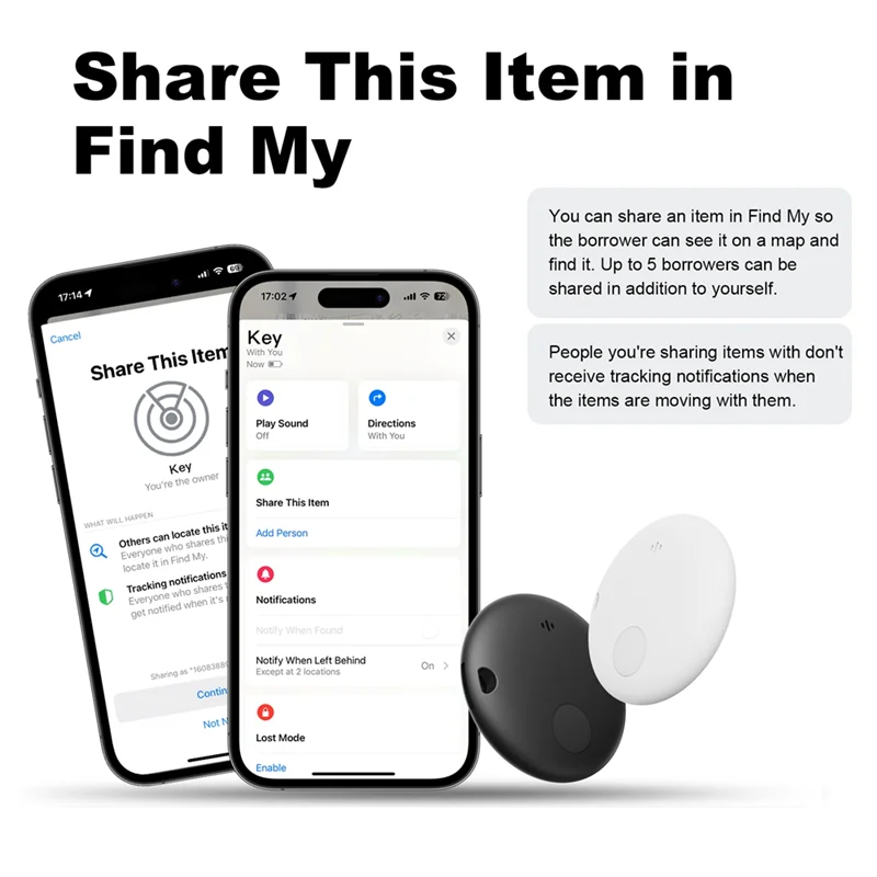 Smart GPS Tracker Finder ใช้งานร่วมกับ Air Tag สําหรับคีย์กระเป๋าเดินทางกระเป๋าเดินทางกระเป๋าสตางค์ 2 ชิ้น