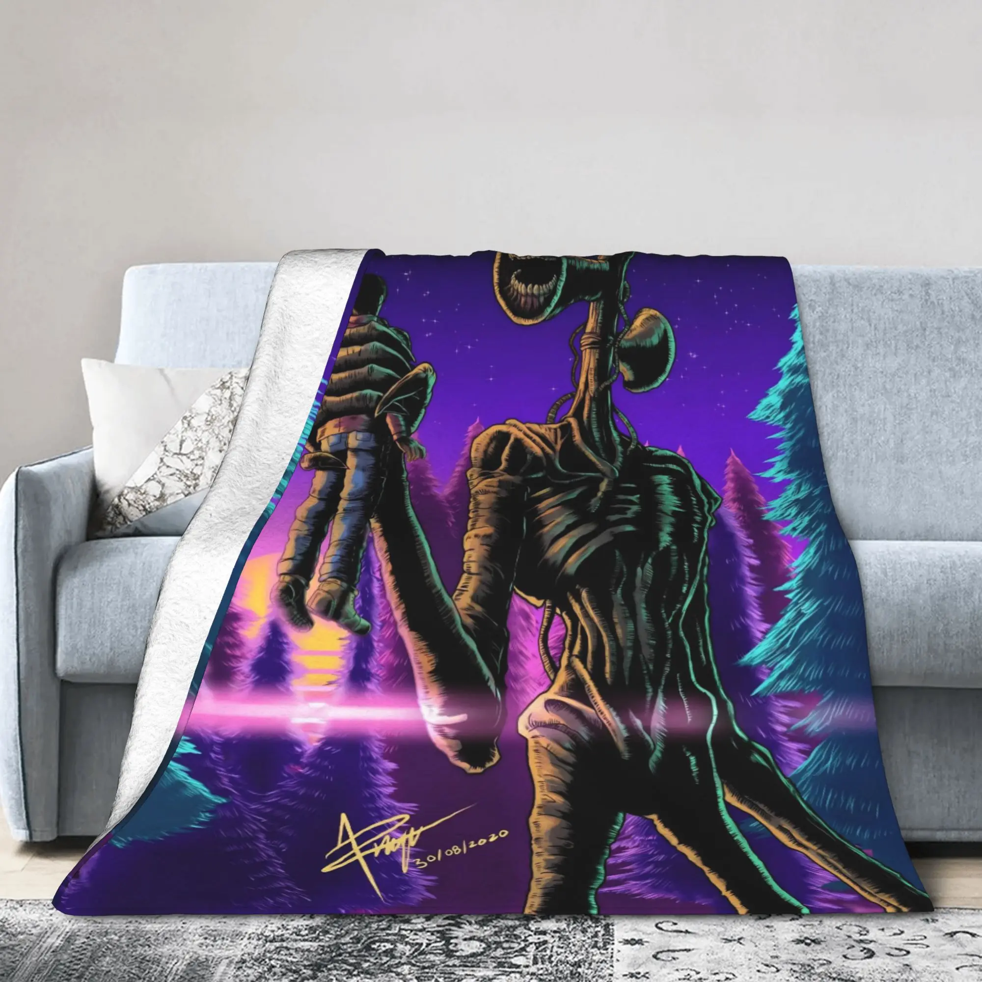 Siren Head Horror Blanket Fleece All Season  Portable Soft Throw Blanket for Bedding Car Rug Piece