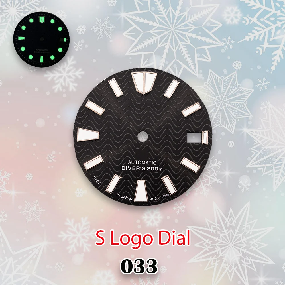28.5 مللي متر NH35 الطلب S شعار التلقائي غواص لا الأيدي صالح NH36/4R/7S اليابانية حركة C3 مضيئة ساعة تعديل الملحقات