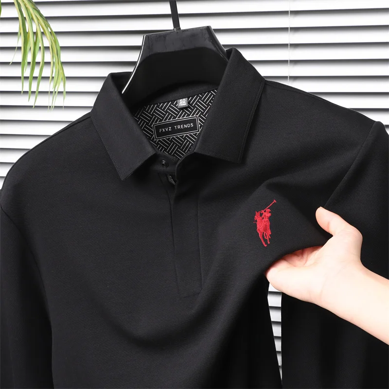 

Autumn and Winter Men's Fashionable Long Sleeved Polo Shirt with A Lapel Embroidery and Loose Base T-shirt Top