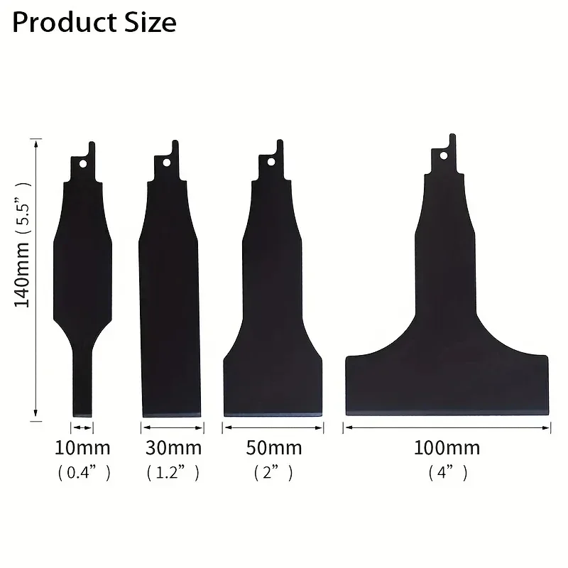 4PC Heavy Duty Reciprocating Saw Blade Set for Steel Tile Putty Removal Wall Ground Scraping - Durable Blades for Demolition