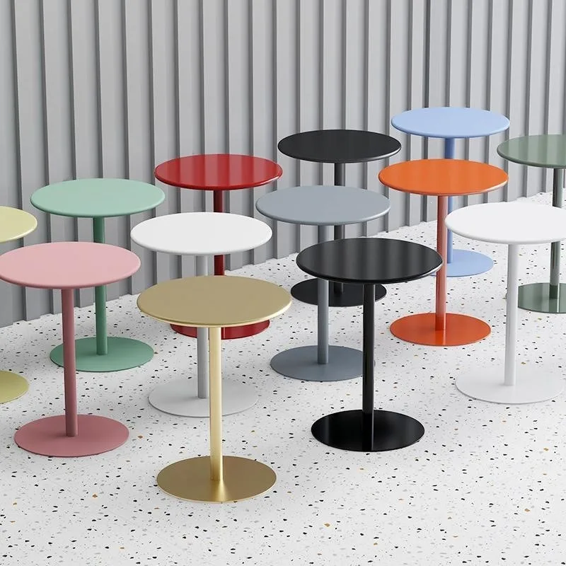 Small Round Side Table with Colorful Coating, Simple Minimalist Design, Versatile Nightstand for Bedroom, Living Room, Tea Shop