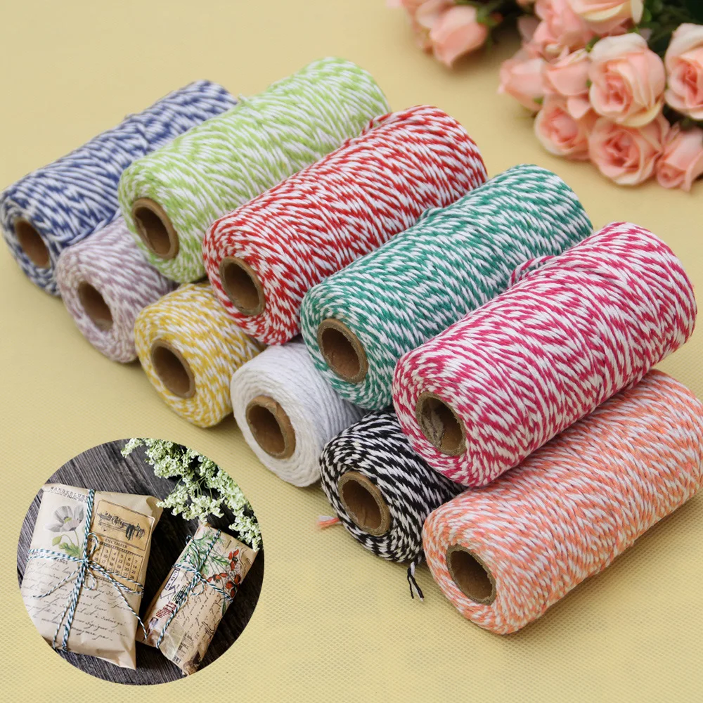 2mm Double-Color Cotton Rope Two-Color Decorative Thread Handmade DIY Color Packaging Gift Cotton Rope Outer Packaging