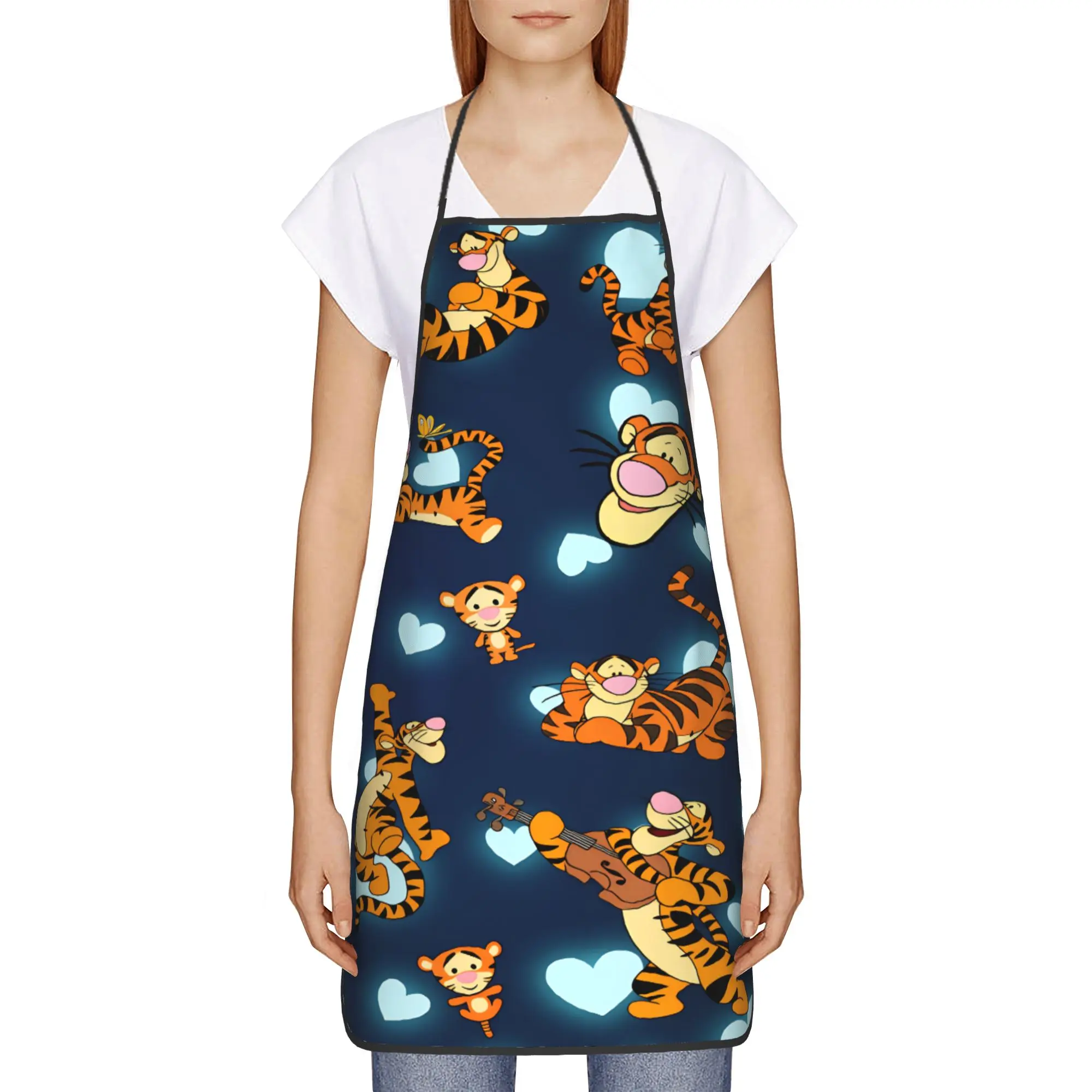 

Фартук с изображением Винни-Пуха и Тигра, милый фартук без карманов для взрослых, аксессуар для дома и кухни.