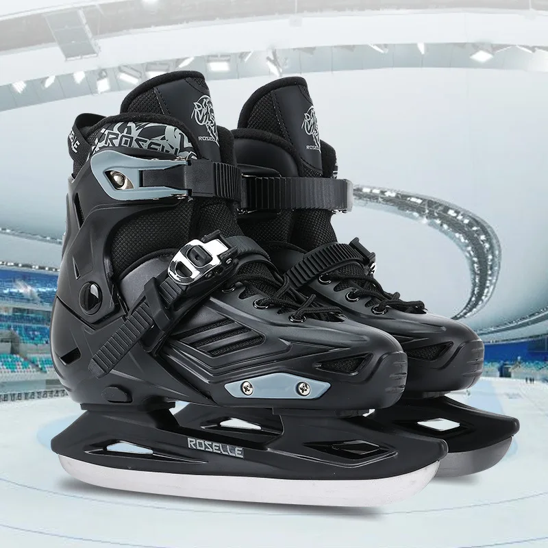 3D Impact-Resistant Shell Ice Skates Real Ice Skating Shoes With Stainless Steel Blade for Adults Beginners Ice Rink Skate Boots
