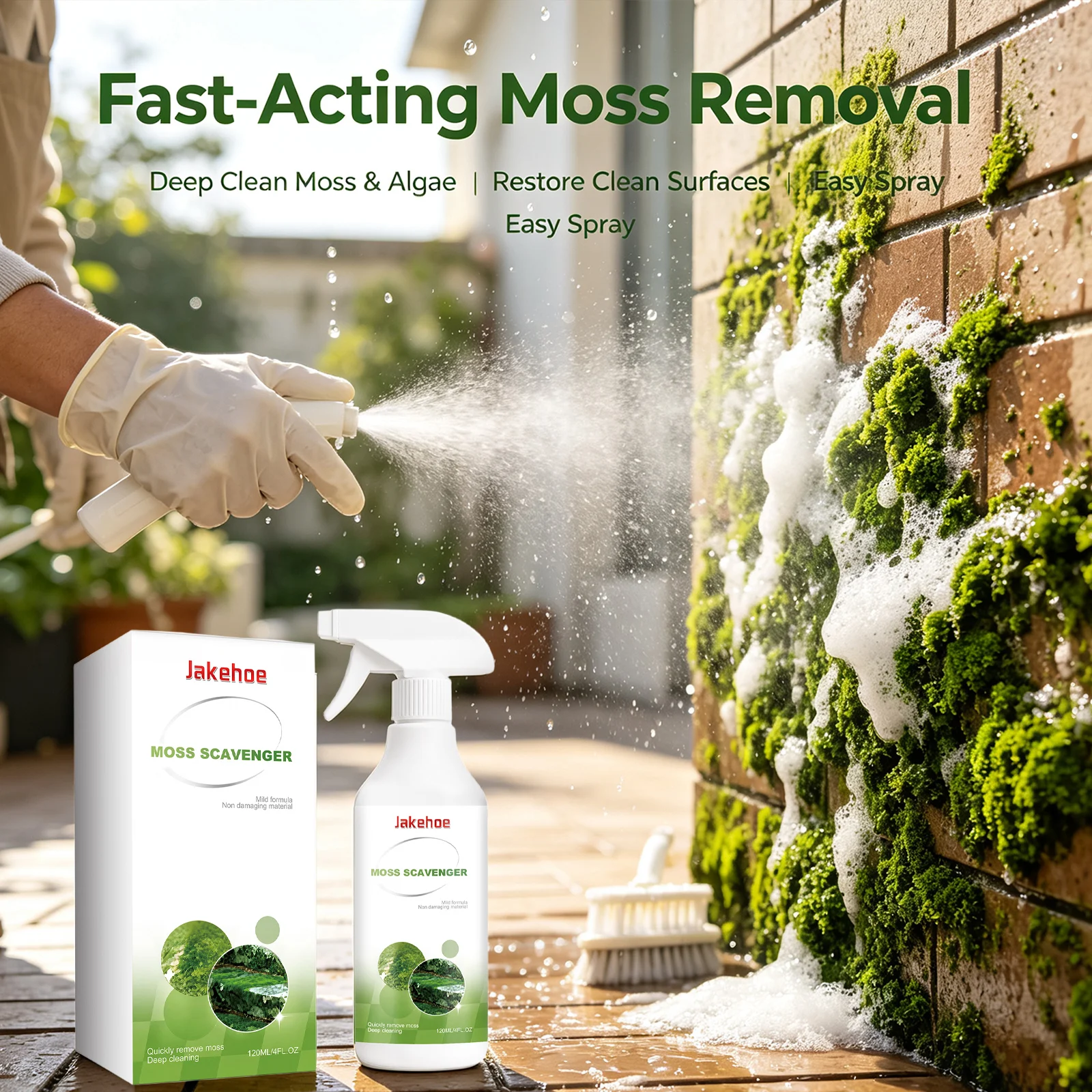 Outdoor Moss Remover Spray Deep Penetrating Reduce Moss Growth Prevent Slipping Garden Patio Roofs Walkway Powerful Moss Remover