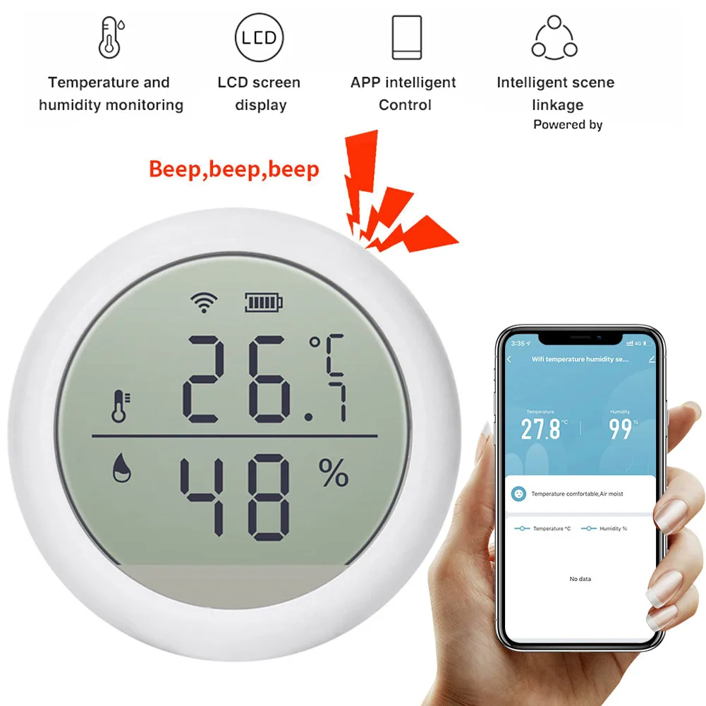 Termometro igrometro digitale WiFi intelligente Supporto Alexa Google Assistant Rilevatore termometro igrometro interno