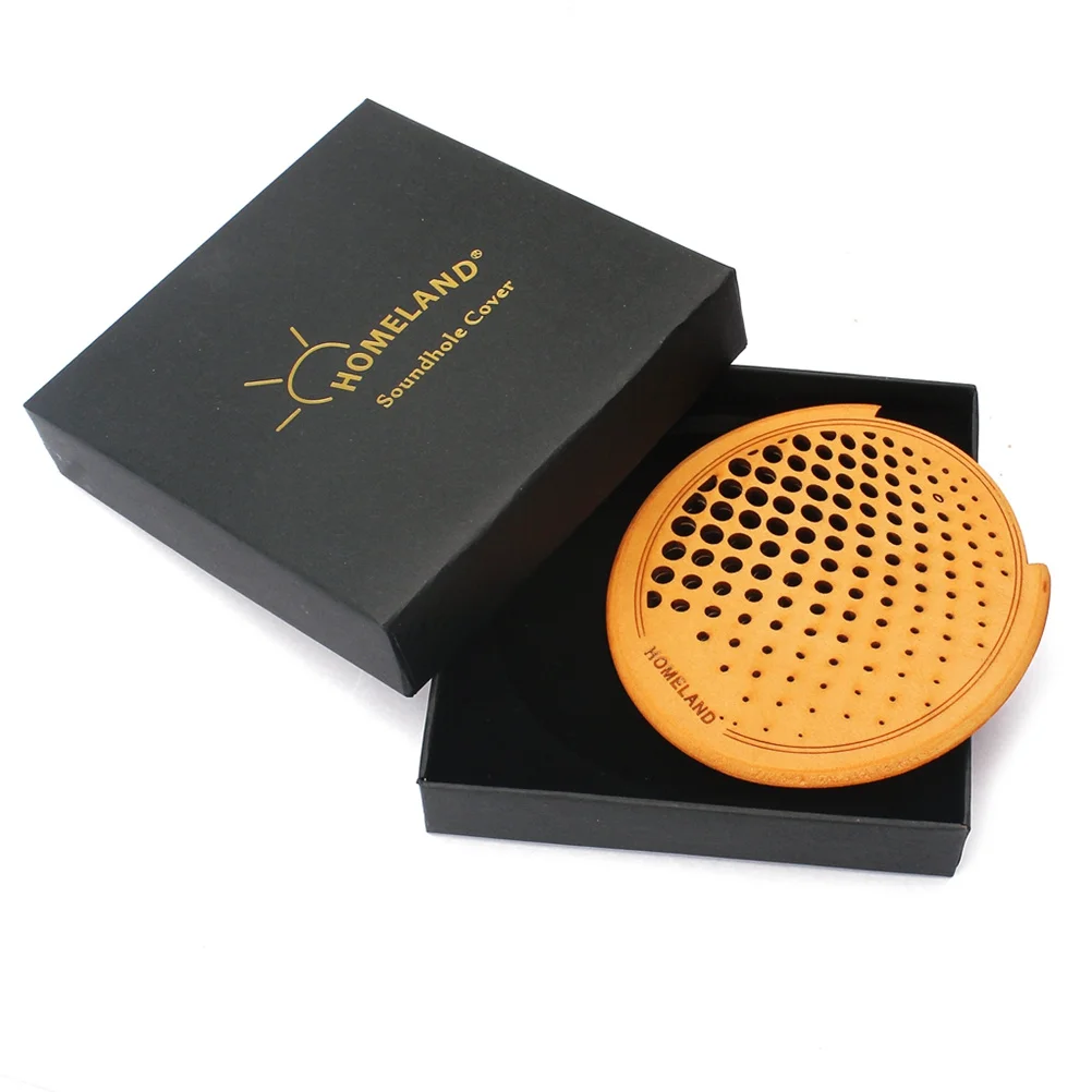 

Wooden Sound Hole Cover For 40/41 Inch Acoustic Folk Guitar Deep Yellow Hollow Design Feedback Buster Reduce Howling