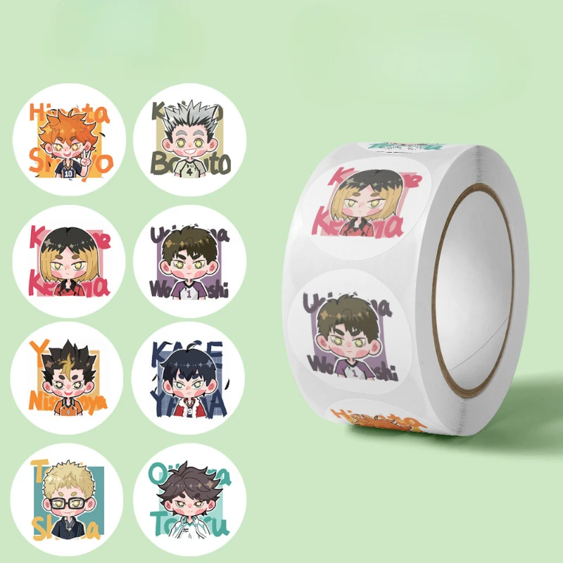 

500 Sheets/Roll Anime Haikyuu!! Character Stickers for Kids Classic Toys Sticker School Teacher Reward Sticker Stationery Gift