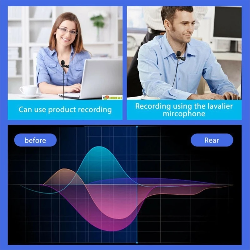 Microphone en direct USB Lavalier Mic haute sensibilité pour interviews chant en ligne