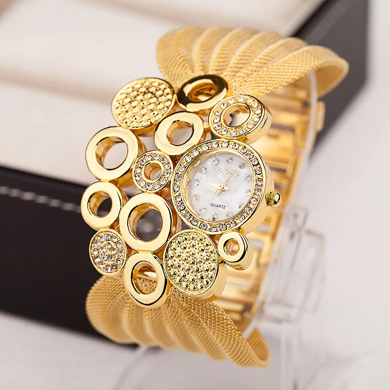 Luxury Ladies Watch Female Fashion Quartz Wristwatches Woman Gold Rhinestone Watches Casual Analog Bracelet Watch Montre Femme