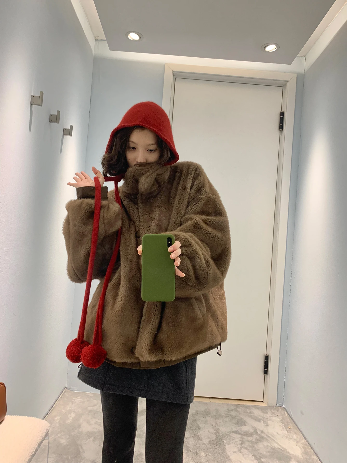 

Double-Sided Wear Barn Sle Workwear Jaet Cotton Coat Faux Fur Patchwork Ladies Warm Long Sve Zipper Stand Collar Coat