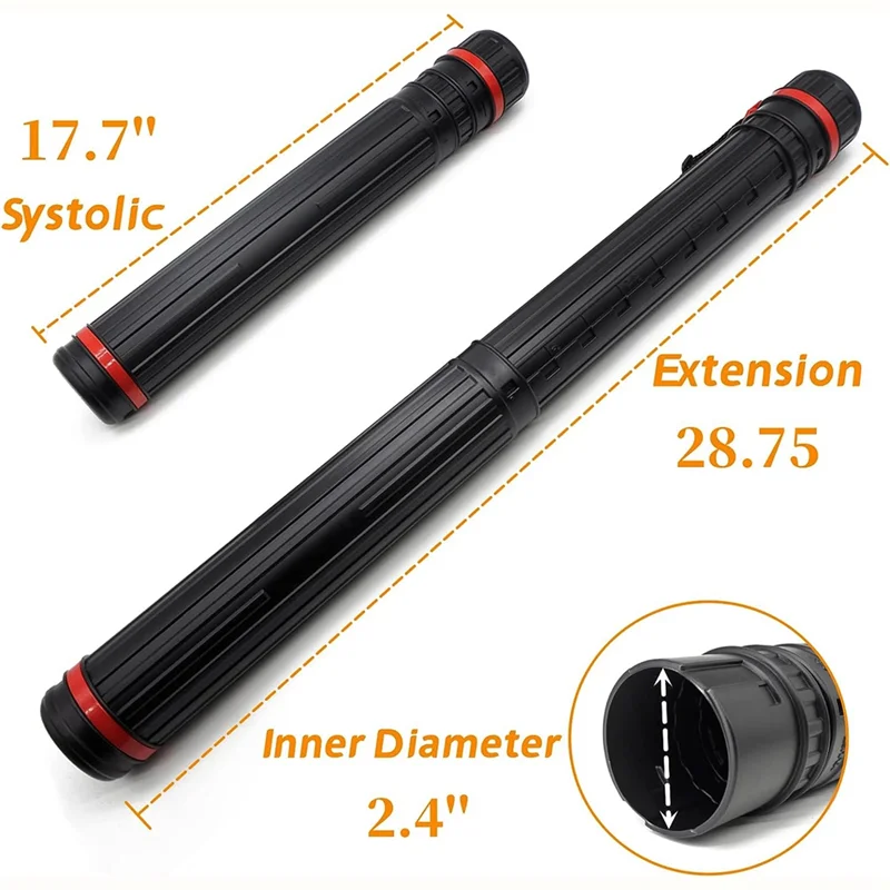 

Well Made-3 Piece Poster Tube-Telescoping Blueprint Holder Black Art Tube For Posters, Documents, Art, Blueprints, Expandable 28