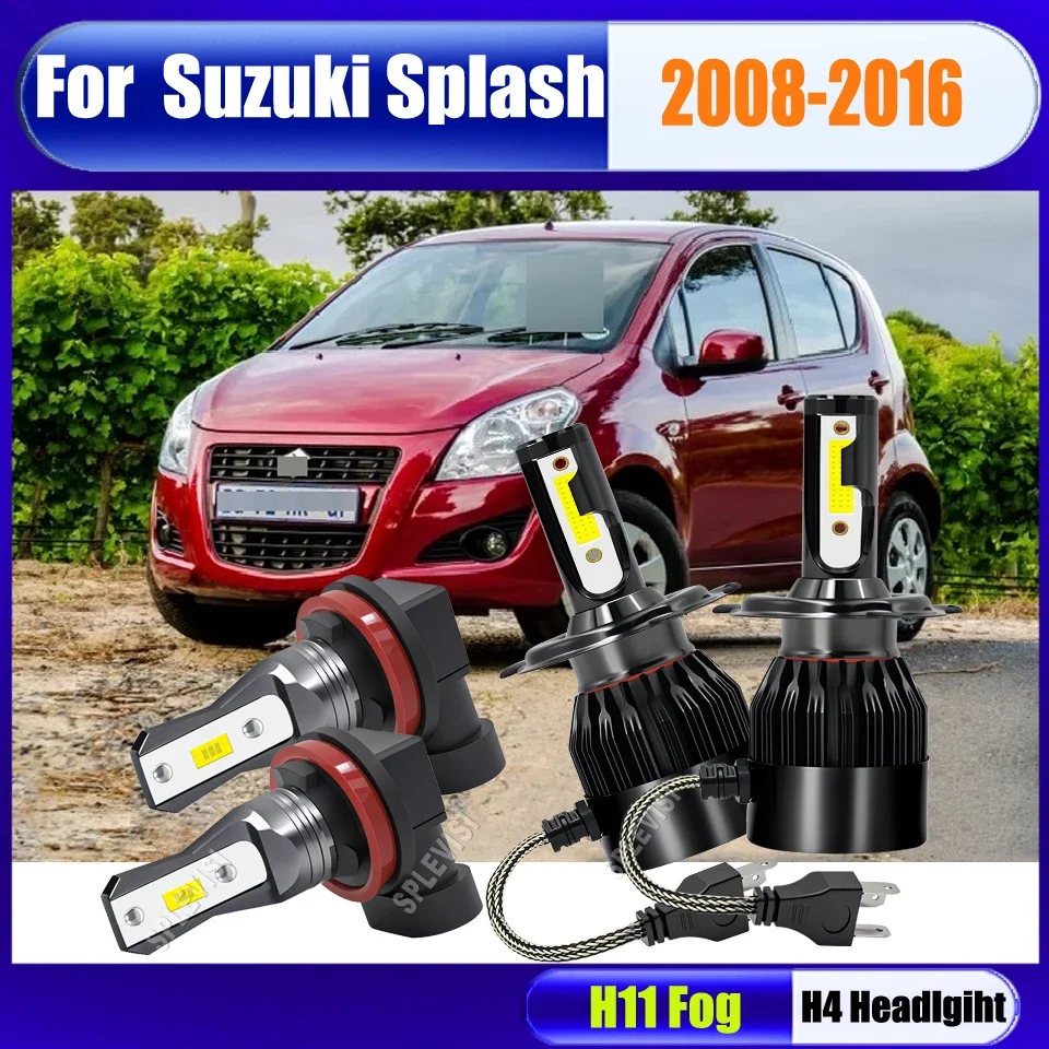 12v H4 H11 LED 6000K Xenon White Headlight Foglamp No Radio Interference For Suzuki Splash 2008 2009 2010 2011 2012 2013-2016