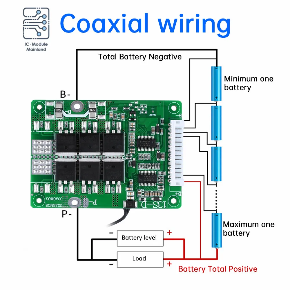 13S 48V 20A30A Same Port Battery Protector 18650 Li-ion Battery Protector with Equalisation and Temperature Protection