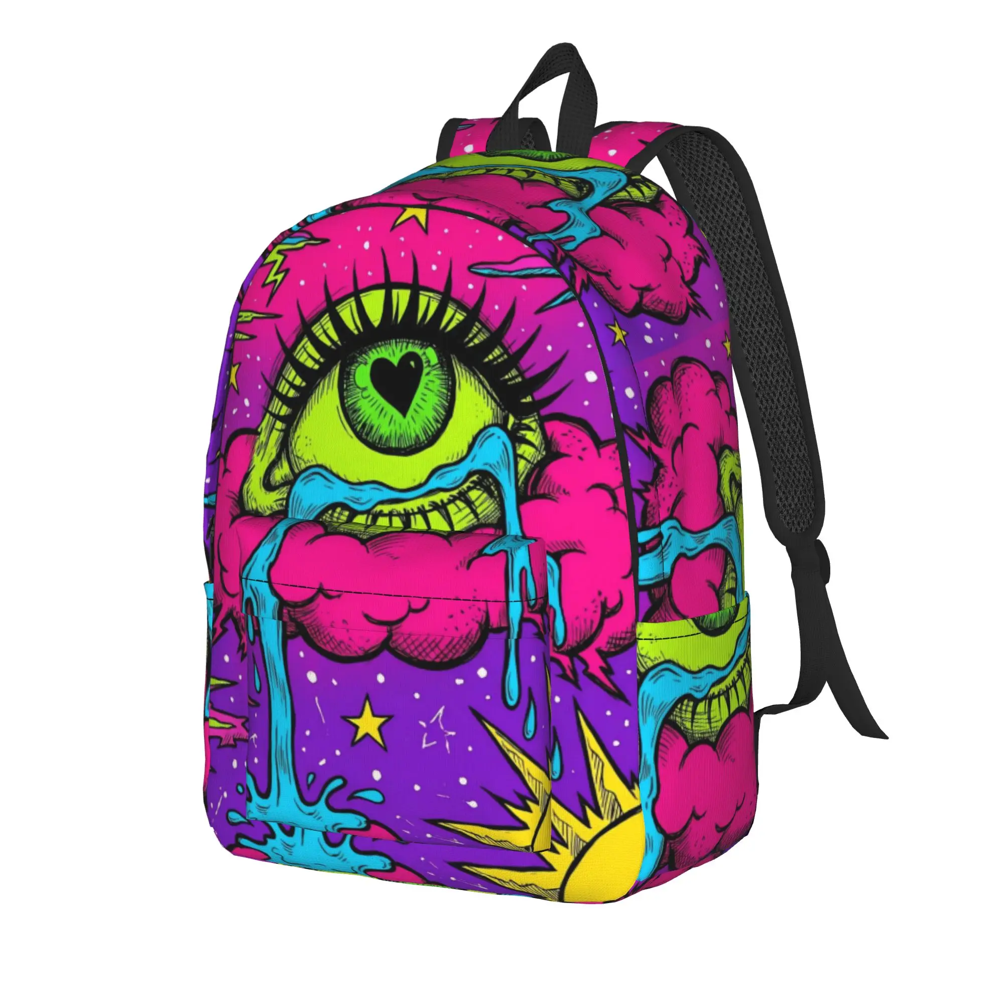 Hip Hop Retro Purple‑eye Cloud Monster Backpack Casual Backpacks Boy Girl Trekking Lightweight School Bags High Quality Rucksack