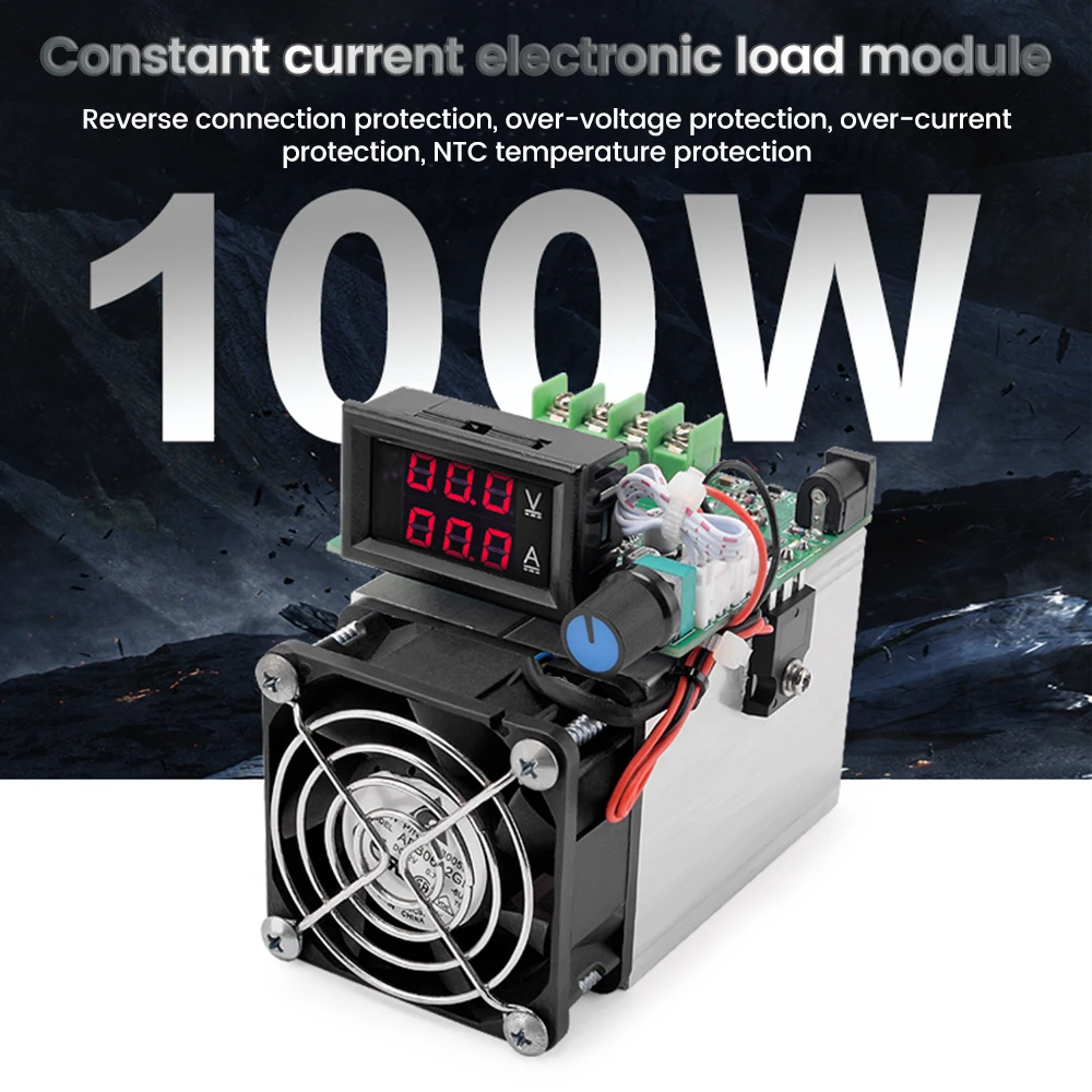 100W DC12V 0-10A Battery Capacity Tester Constant Current Electronic Load Monitor Intelligent Fan Control Overheat Protection