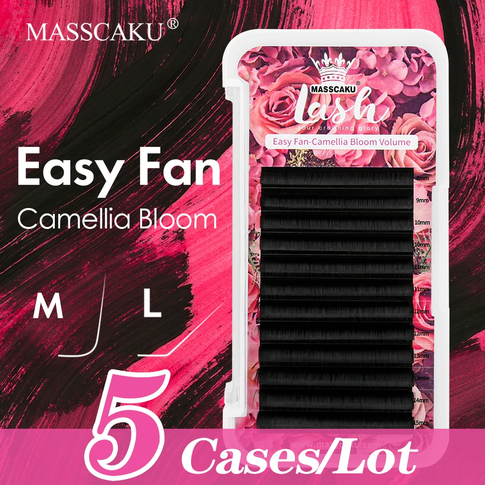 MASSCAKU 5 gevallen/partij Camellia Snelle Bloeiende Wimper Extensions 0.07mm Dikte Verschillende Lengtes Gemakkelijk Fan Wimpers Bundel Verkoop