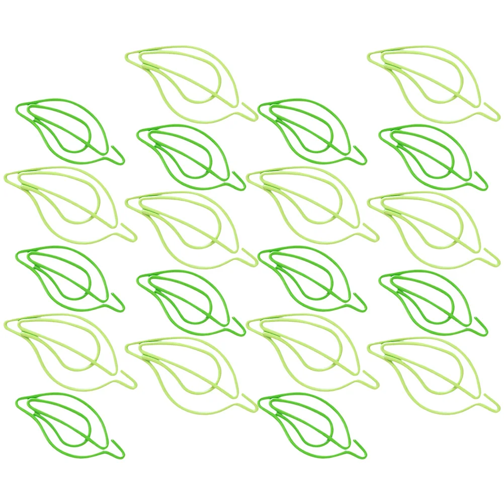 

30pcs Creative Leaf Shaped Paper Clips Green Metal Small Office Supplies Cute Document Clamps Binder Accessories for School