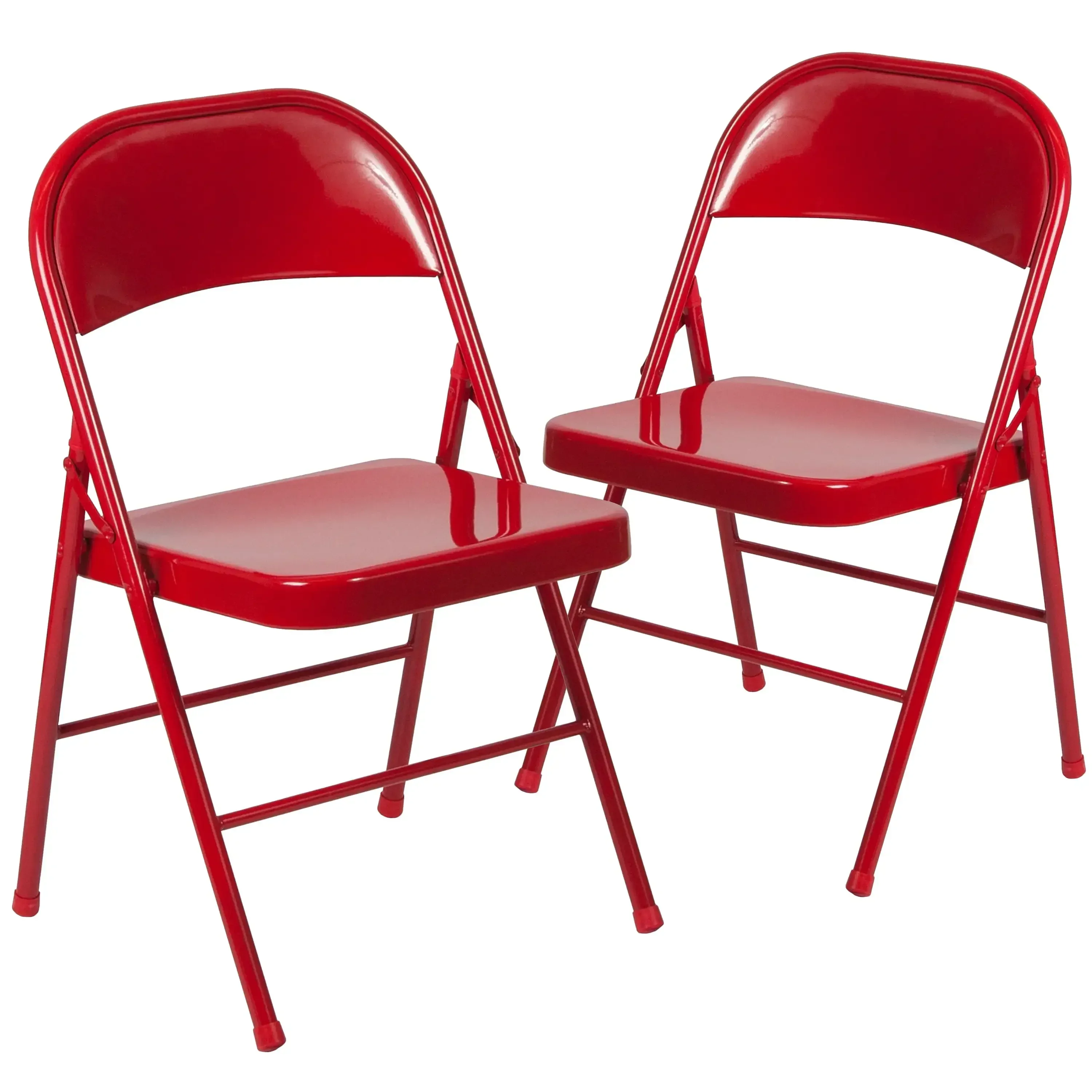 2 Pack HERCULES Series Double Braced Red Metal Folding Chair