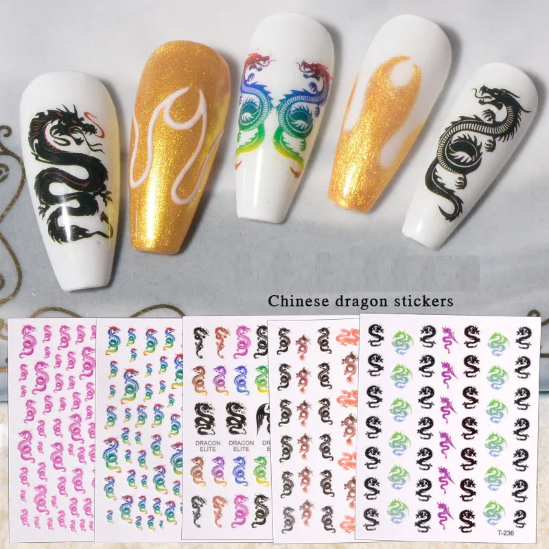 1 ورقة الصينية لونغ مسمار الفن ملصق مجردة الوجه التسمية المتزلجون ل رسومات أظافر الديكور DIY كلمة تصميم الأشعة فوق البنفسجية هلام السحر