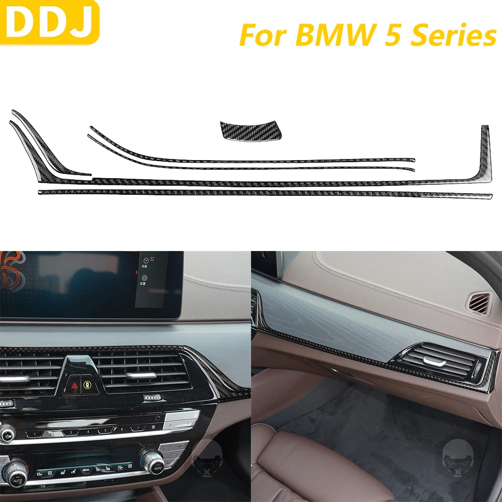 

For BMW 5 Series G30 G31 G38 2017-2023 Carbon Fiber Co-pilot Instrument Panel Decorative Strips Car Accessories Interior Sticker