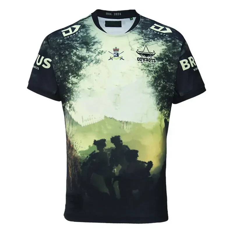 2024 North Queensland Cowboys Defence Rugby Jersey - Men's Size:S-5XL（Print Custom Name Number）