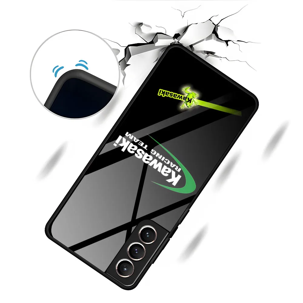 Motorcycle K-ninja Racing Kawasakies Phone Case for Samsung S23 Pro Ultra S21 S30 S22 S20 S9 S10E Note Plus Glass Design Cover